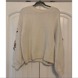 Cream Chenille Embroidered Sweater